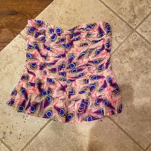 Nanette Lepore Peacock strapless blouse